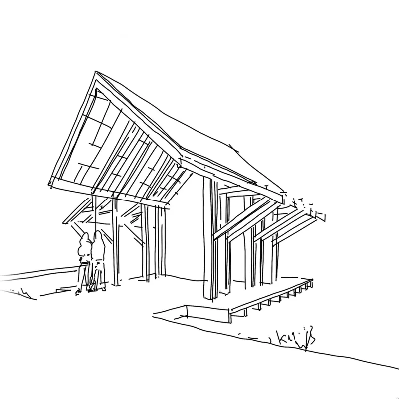 Rendu photoréaliste généré à partir d'un croquis d'architecte.